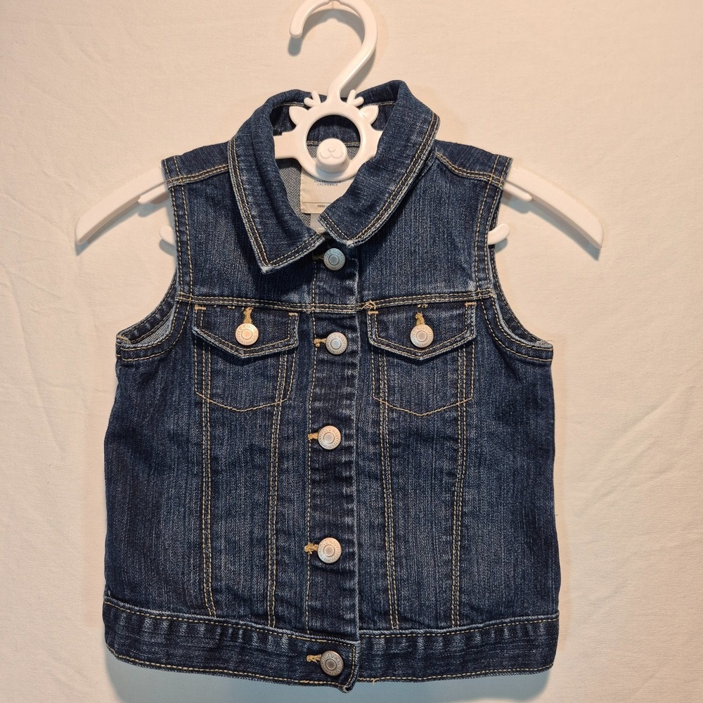 Old Navy Dark Blue Toddler Denim Vest Girls 4T Kidcore Classic Retro Western